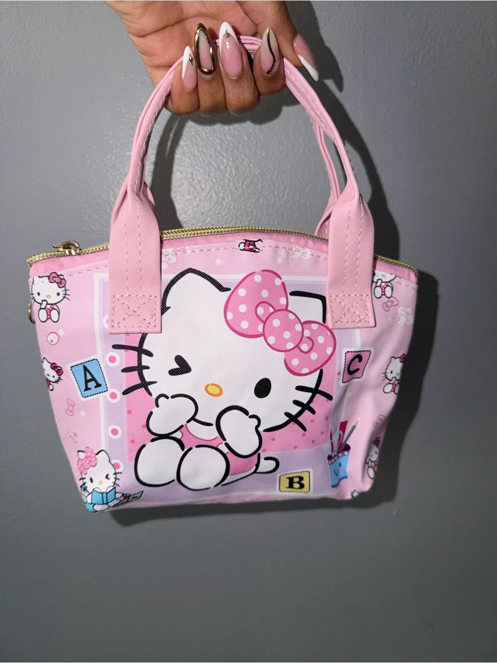 Hello Kitty Pink Character Mini Tote with Polka Dot Bow